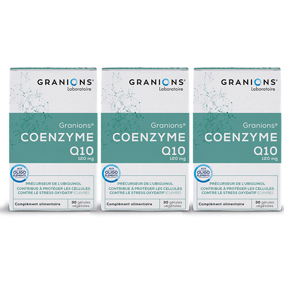 Granions Coenzyme Q10 -  lot de 3 - Complément Alimentaire Peau - 3 x 30 gélules - cure de 3 mois