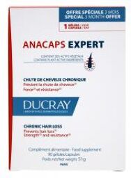 Anacaps Expert Chute de Cheveux Chronique Cure Complète 3 Mois 90 Caps - Boîte 90 gélules