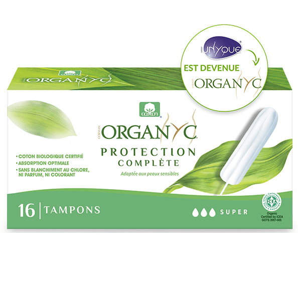 Tampon Sans Applicateur Flux Super Coton Bio 16 unités