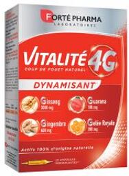 Forté Pharma Vitalité 4 g Dynamisant - Booster d'Énergie - 20 Ampoules - Boîte 20 ampoules de 10 ml