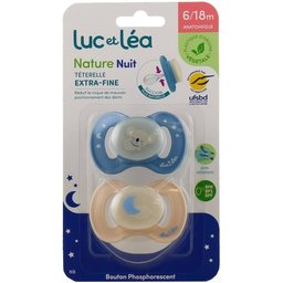 Luc et Léa Set Nature Nuit Sucette Silicones 6-18m 2uts