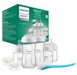 Natural Response Kit Nouveau-Né Biberons Verre SCD879/11 - Boîte 5 biberons + 2 sucettes + 1 goupillon