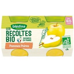 Les Récoltes Bio Pommes poires 4 6 mois 2x130g