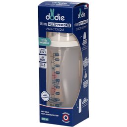 Biberon Tétine Multi-Perforée Anti-Colique Rose +6M 330 ML