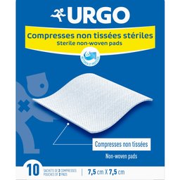 Compresses Non Tissées Stériles 7,5cm x 7,5cm 2x10 Unités