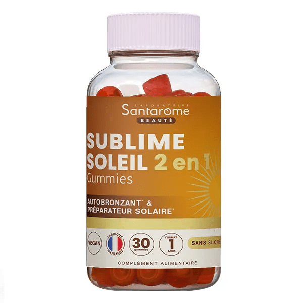 Santarome, Sublime Soleil 2 en 1, Préparateur solaire, Autobronzant 30 gummies