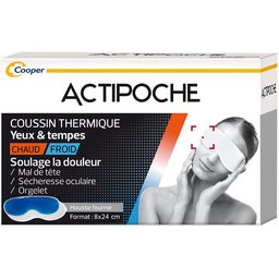 Actipoche - Coussin thermique - Thermothérapie - Mal de tête, sécheresse oculaire - Masque Yeux et tempes - Gel - 1 unité