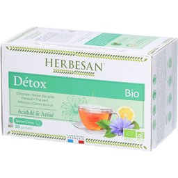 Herbesan Bio Détox - Chicorée, Reine des Prés, Fenouil, Thé Vert