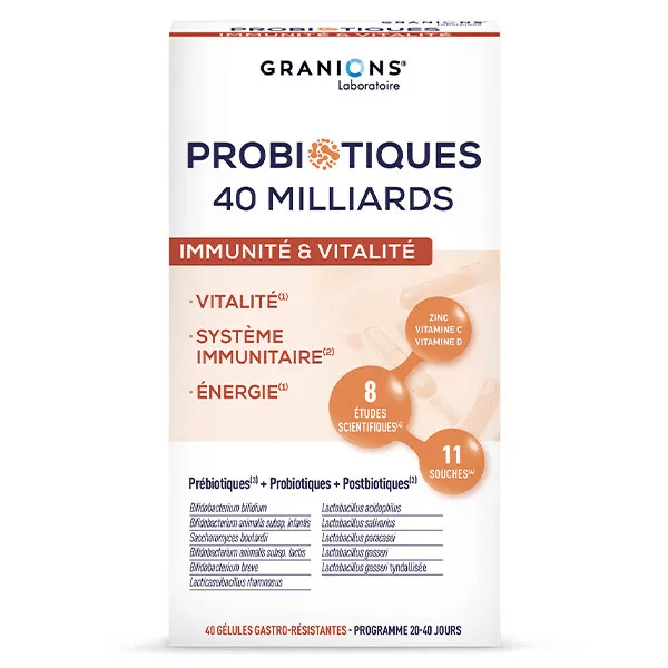 Probiotiques 40 Milliards Immunité Vitalité Énergie 40 Gélules