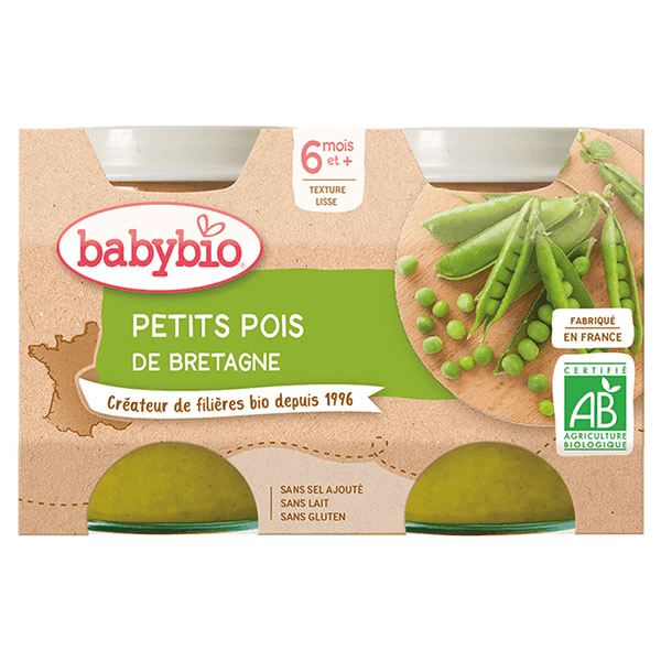 Légumes Pot Petits Pois +6m Bio 2 x 130g