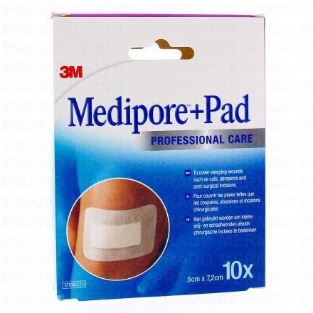 Medipore + Pad - Pansement 5cmx7.2cm boite de 10