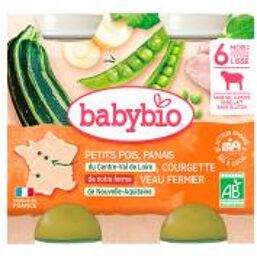 Petits Pois Courgette Panais Veau Fermier 6 Mois et + Bio 2 Pots de 200 g - Carton 2 pots de 200 g