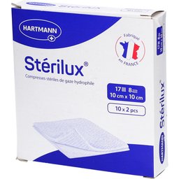 Stérilux compresse de gaze 10 cm x 10 cm