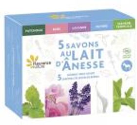 Coffret 5 Savons au Lait d'Ânesse Bio 5 x 100 g - Coffret 5 savons de 100 g