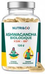 Ashwagandha Bio Ksm-66® Stress Sommeil & Musculation 120 Gélules - Pot 120 gélules