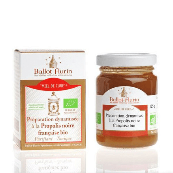 Miel de Cure Préparation Dynamisée à la Propolis Noire Française Bio 125g