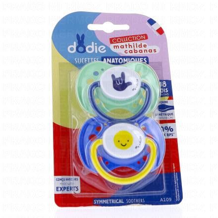 Cabanas - Sucettes Anatomiques Duo +18 mois smiley