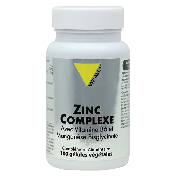 ZINC COMPLEXE Zinc, Vitamine B6, Manganèse 100 gélules