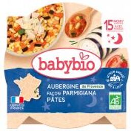 Bonne Nuit Pâtes Aubergine Façon Parmigiana 15 Mois et + Bio 260 g - Carton 1 assiette de 260 g