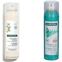 Klorane® Shampooing à l'Avoine et aux Céramides + Klorane® Shampooing sec à l'Ortie & à la Vitamine E pour cheveux foncés