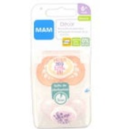2 Sucettes Anatomiques Silicone Décor 6 Mois et +