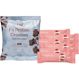 Set 6 x Fit Protein Bar, Chocolat Blanc Framboise + Fit Protein Crossies