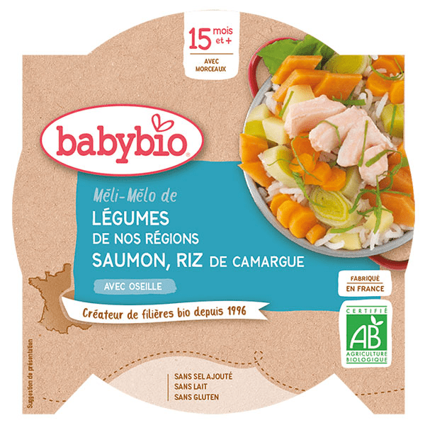 Repas Midi Assiette Légumes Saumon Riz +15m Bio 260g