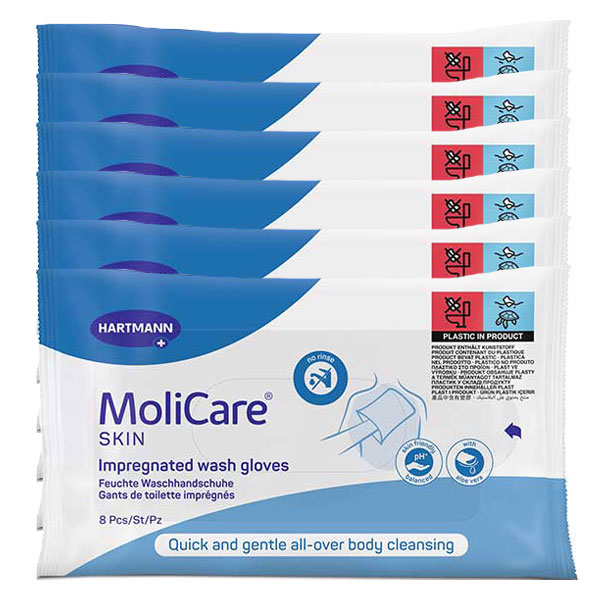MoliCare Skin Gants de Toilette Imprégnés 8 unités - Lot de 6