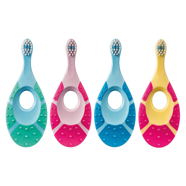 Brosse à dents bébés 0-2 ans avec anneau dentaire - Coloris aléatoire