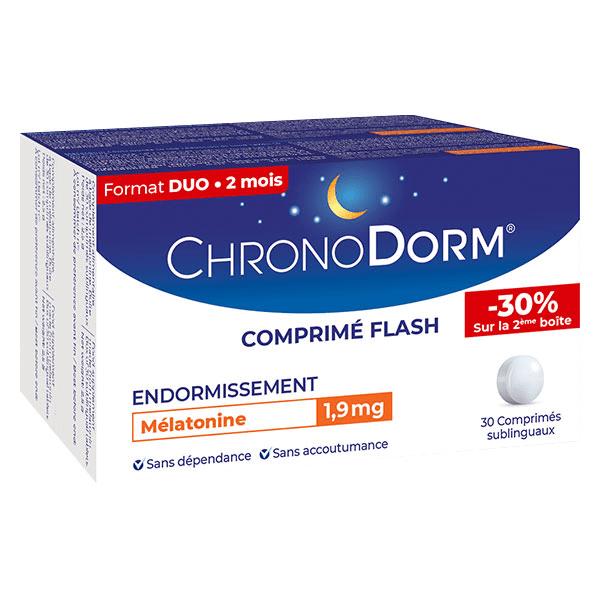 Mélatonine 1,9mg Lot de 2 x 30 comprimés sublinguaux