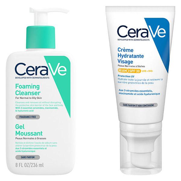 Routine Visage Peaux Grasses Gel Moussant 236ml & Crème Hydratante Visage SPF30 52ml