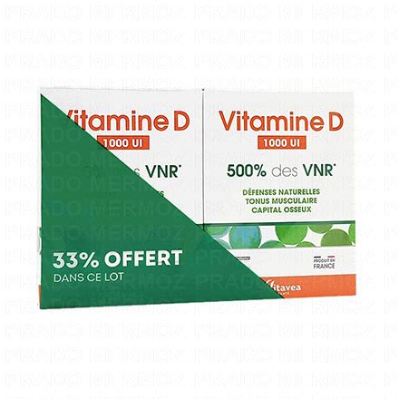 Vitamine D 1000ui 500% des VNR lot 2 * 90 comprimés