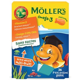 Möller’s - Oméga-3 P’tits poissons Multifruit 36 gommes