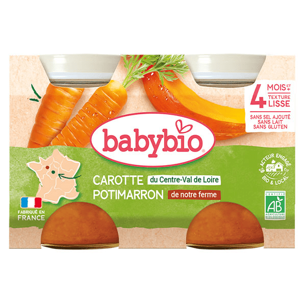 Légumes Pot Carotte Potimarron +4m Bio 2 x 130g