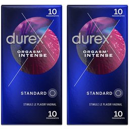 Préservatifs Orgasm' Intense - 2 x 10 Préservatifs Extra Lubrifiés Stimulants et Texturés