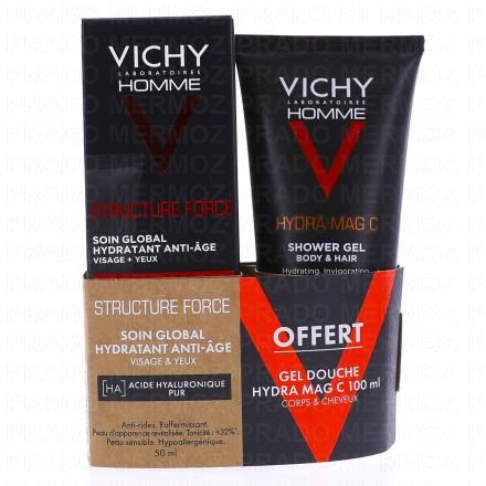 Homme structure force soin global hydratant anti-âge tube 50ml + gel douche 100ml offert