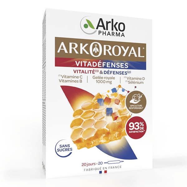 Arkoroyal Vitadéfenses Gelée Royale Vitamines & Minéraux 20 ampoules