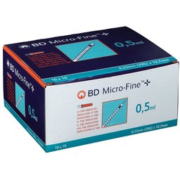 Micro-Fine™+ Seringues à insuline 0.5 ml + Aiguilles 0,33 mm (29G) x 12,7 mm
