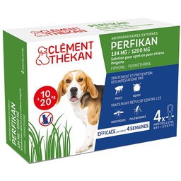 Clement Thekan Anti-Puces Anti-Tiques Chien 10-20kg 4 Pipettes