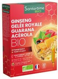 Ginseng Gelée Royale Guarana Acérola Bio 20 Ampoules - Boîte 20 ampoules de 10 ml