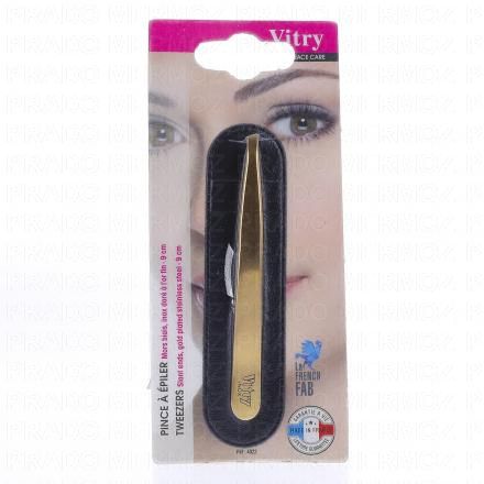 Face Care - Pince à épiler Mors en biais Inox doré 9cm