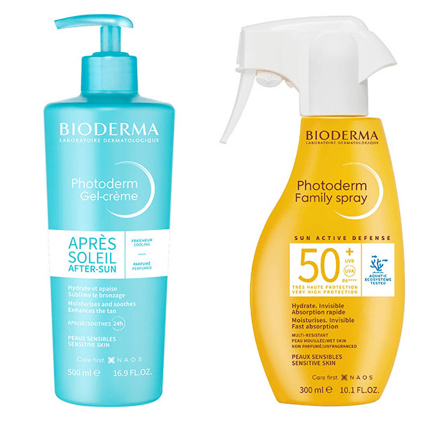 Duo Photoderm Spray crème solaire SPF50+ peau sensible 300ml + Gel crème après soleil 500ml