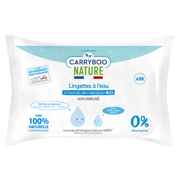 Soins Lingette à l'Eau Pure Calendula Bio 58 unités