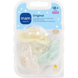 Original Sucette Silicone +18 Mois Beige 3 Unités