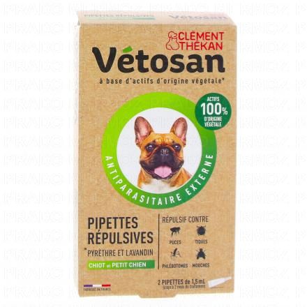 CLEMENT THEKAN Vétosan - Pipettes Répulsives chiots et petits chiens x2