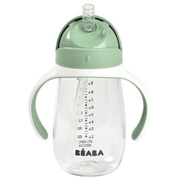 Tasse Paille Anti-Fuite Poignées Amovibles Vert Sauge 300 ml