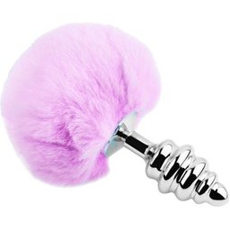 Anal Pleasure Plug Spirale Métal Pompon Violet TM 1ut