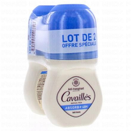 CAVAILLES Anti-transpirant Absorb+ 48 Roll On 50ml lot de 2