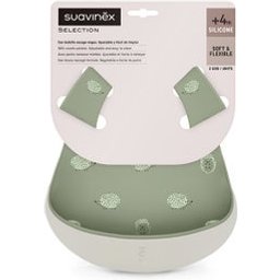 Babero Soft & Flexible Silicona Verde Gris +4M 2uds