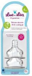Luc et Léa 2 Tétines Anti-Coliques Débit Variable (V) en Silicone - Blister 2 tétines